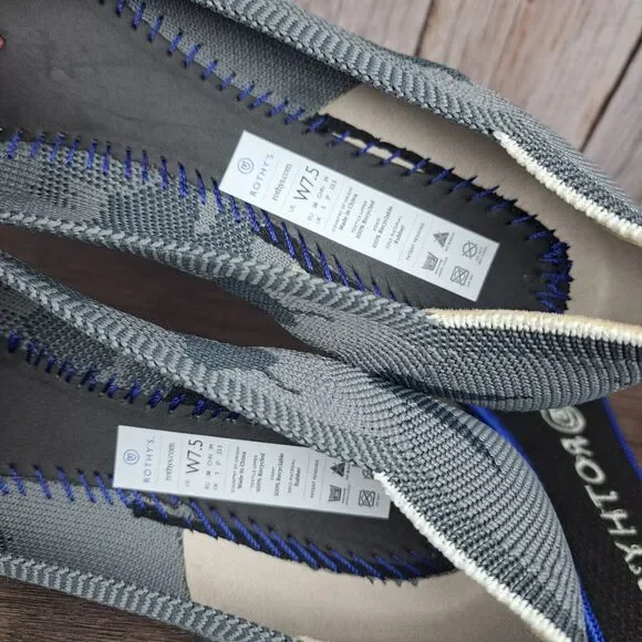 Rothy’s The Round Toe Retired Gray Camo Ballet Flats Women's Sz 7.5 Red Bottoms - Picture 7 of 10